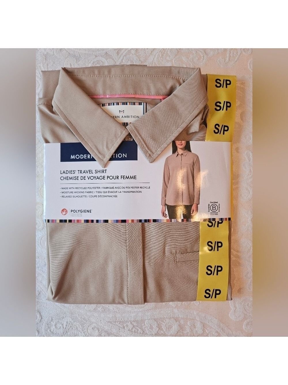 Modern Ambition Ladies' Tan Travel Shirt, Size Small, NWT, Button Up